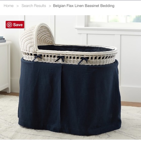 Pottery Barn Kids Navy Linen Bassinet Bedding Set Nwt
